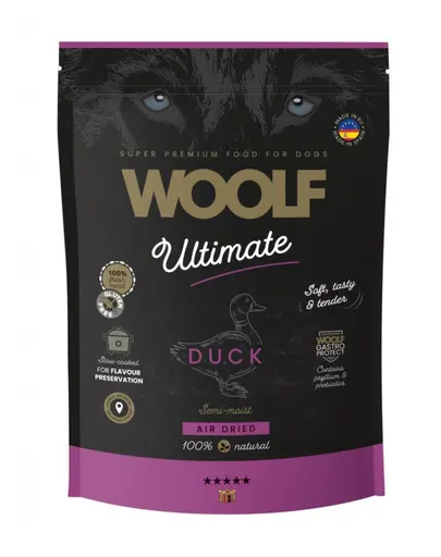 WOOLF Ultimate Soft Adult Dog rață 1 kg hrană semi-umedă fără cereale pentru câini adulți