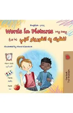 Words in Pictures - My Day (English Pashto Bilingual Children's Book) - Kidkiddos Books