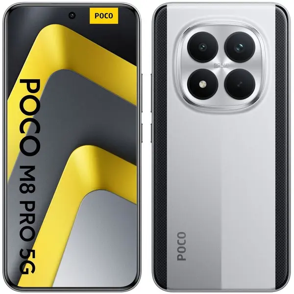 Xiaomi Telefon mobil Poco M8 Pro, 5G, 8 GB RAM, 256GB, Dual SIM, Argintiu