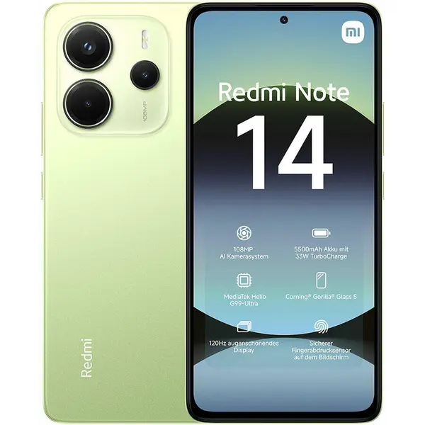 Xiaomi Telefon XIAOMI Redmi Note 14, 16.9 cm (6.67), 128GB, 6GB RAM, Dual SIM, 4G, Verde