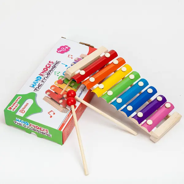 Xilofon muzical din lemn cu 8 note - Jucarie interactiva educativa pentru copii