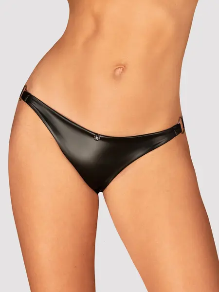 XL/2XL - Chilot brazilian din material ce imita pielea Viranes Negru