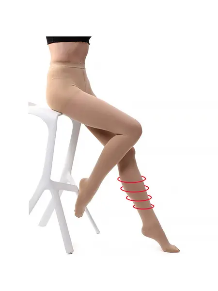 XL - Ciorapi Compresivi Medicali Soxly Clasa I (15-21 mmHg) - Tip Pantalon - Bej - Vârf Închis Ciorapi Compresivi Medicali Soxly Tip Pantalon Clasa I...