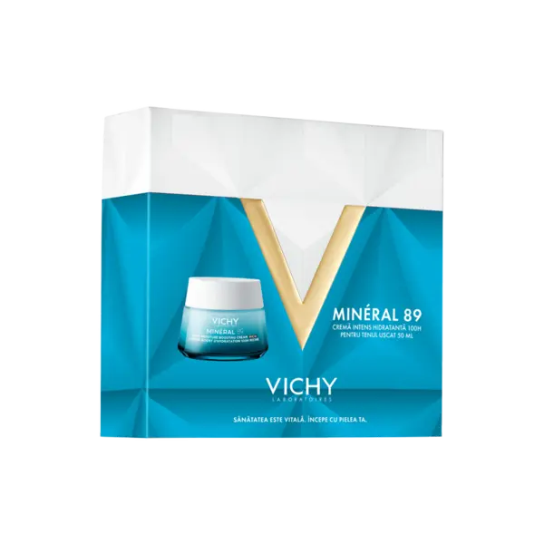 Xmas Pachet crema intens hidratanta 100H pentru tenul uscat Mineral 89, 50 ml, Vichy
