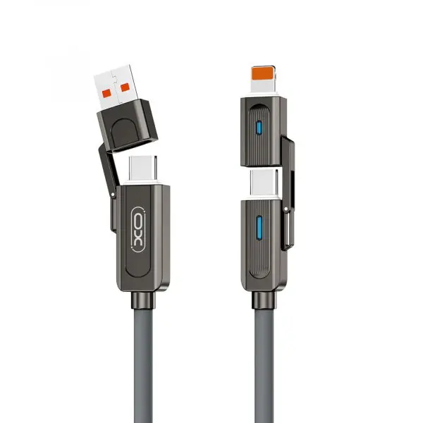 XO Design Cablu Date si Incarcare USB-C / USB-A - USB-C / Lightning XO Design NB275 2in1, 60W, 1m, Negru