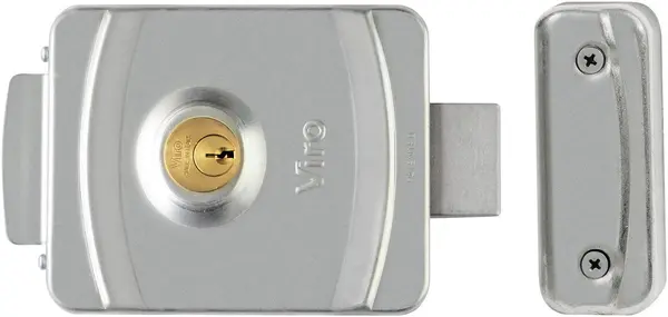 Yala electrica Fail Safe, 12 sau 24V, Otel zincat, Zavor rotativ, Cilindru cheie reglabil, Viro V9083