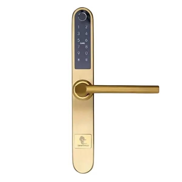 Yala Inteligenta MONACO GOLD cu Amprenta, pentru casa/heteluri, Wi-Fi, Bluetooth, PIN, RFID si Control din Telefon
