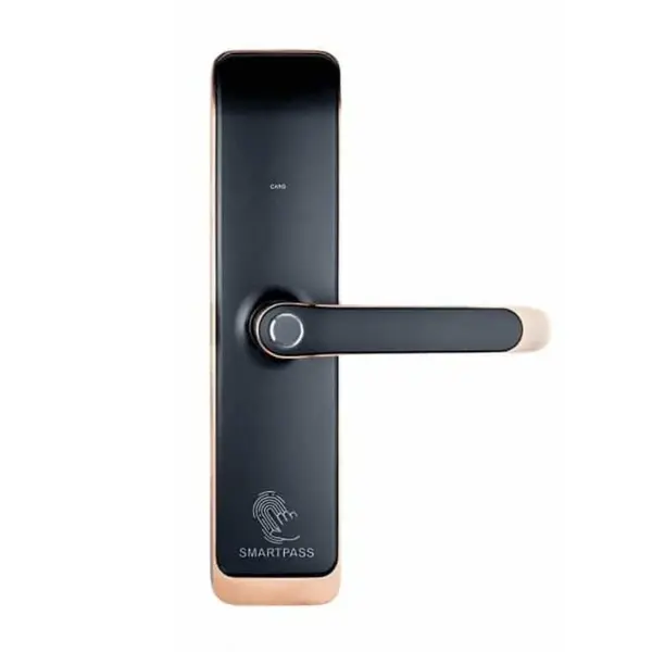 Yala Inteligenta TOKYO COPPER pentru hoteluri/casa, Amprenta, WiFi, Bluetooth, PIN, RFID si Control din Telefon pentru Usi PVC, Aluminiu si Lemn