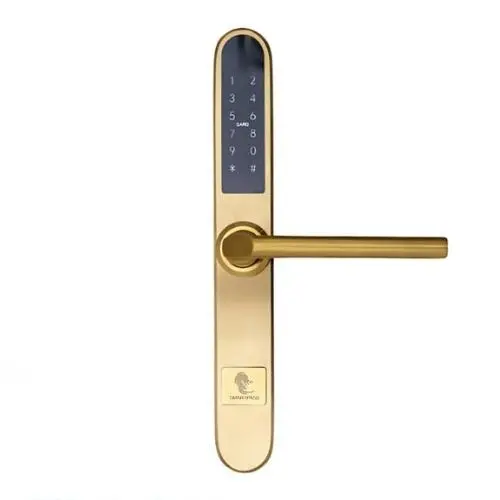 Yala smart PARIS GOLD cu Bluetooth, WiFi, PIN, RFID si cheie incuietoare inteligenta pentru cazari si proprietati premium, SMP-PARIS-1TT-GL