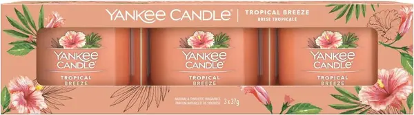 Yankee Candle Set Tropical Breeze - Lumânare parfumată, 3 х 37 g
