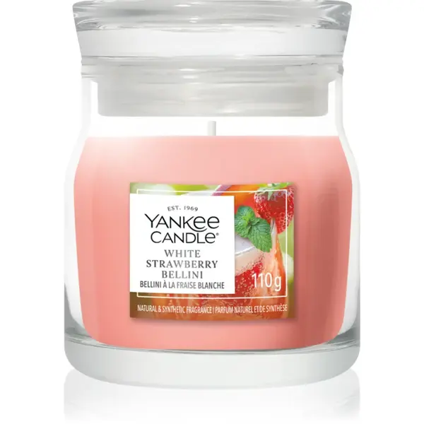 Yankee Candle White Strawberry Bellini lumânare parfumată Signature 110 g