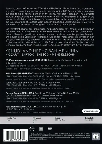 Yehudi and Hephzibah Menuhin (DVD) | Yehudi Menuhin, Hephzibah Menuhin