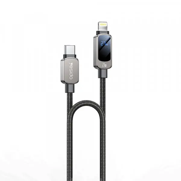 Yesido Cablu Date si Incarcare USB-C - USB-C Yesido CA180 Display, 27W, 1.2m, Negru