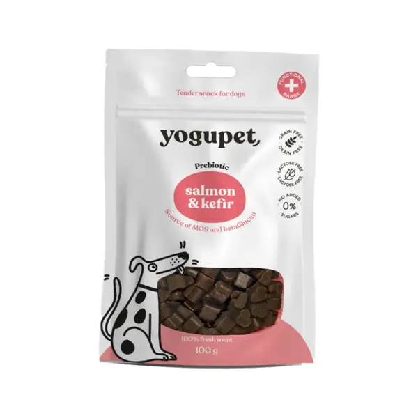 YOGUPET Snack Dog Somon & Kefir, XS-XL, Somon, recompense fără cereale câini, 100g