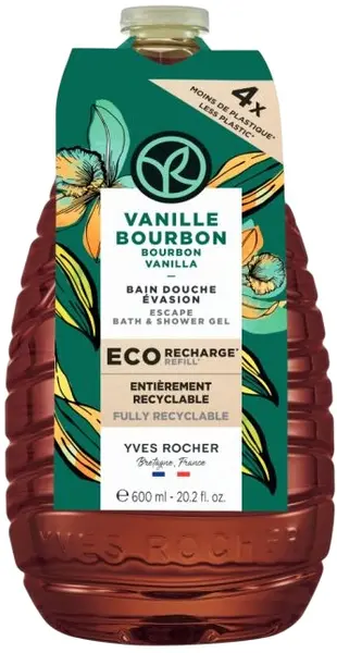 Yves Rocher Bain Nature Gel de duș, vanilie, umplutură, 600 ml