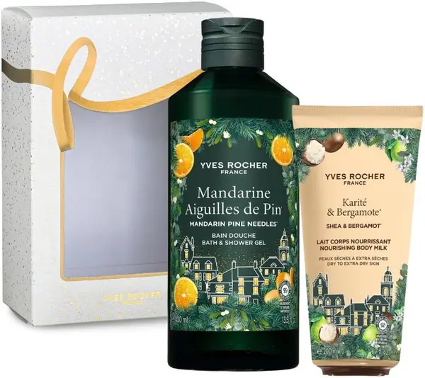 Yves Rocher Mandarine Aiguilles de Pin Set - Gel de duș și Lapte de corp, 400 + 200 ml