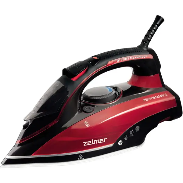 ZELMER Fier de calcat cu aburi Zelmer ZIR3210, 3200W, jet abur 65 g /min-220 g / min, SENSE (maner cu activare a aburului prin senzor tactil), Supreme Sliding (talpa cu 2 straturi Diamond 4D), curatare automata, anti-stralucire, Rosu
