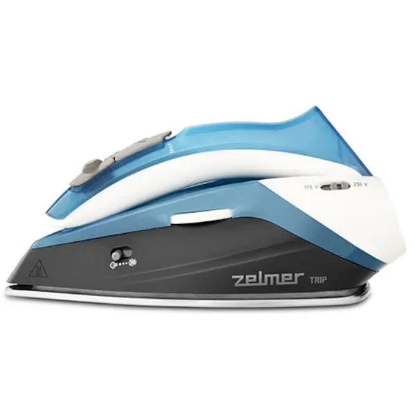 ZELMER Fier de calcat voiaj Zelmer ZIR0500, 1100W, abur continuu 15g /min, jet maxim 75 g/min, talpa inox, maner ajustabil, rezervor 60 ml, cablu 1.9 m, poate fi utlizat la 2 tipuri de voltaj, albastru