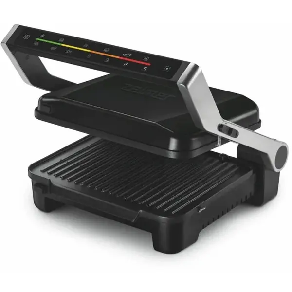 ZELMER Grill electric Zelmer ZPR2600, 2000W, 6 niveluri, control electronic, programe automate, carcasa inox, dezghetare, tava pentru grasimi, negru