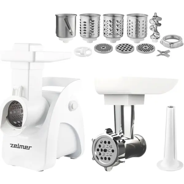 ZELMER Masina de tocat carne Zelmer ZMM9802B, 2200 W, 2,5 kg capacitate de tocare pe minut, functie reverse, 3 discuri din otel inoxidabil, functionare silentioasa, interior metalic