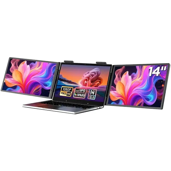 Zeuslap Monitor portabil extern Zeuslap ZB14, 2x 14, IPS, Full HD, 60 Hz, 30 ms, Negru