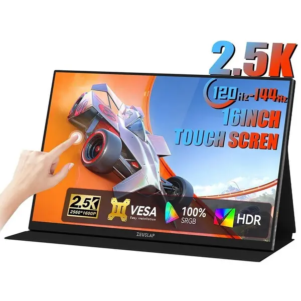 Zeuslap Monitor portabil Zeuslap P16KT, 16, IPS, 2.5K, 144Hz, 3 ms, Negru