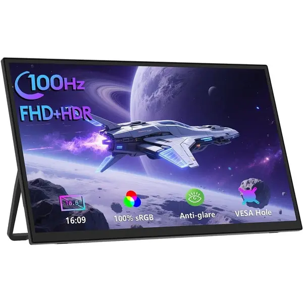 Zeuslap Monitor portabil Zeuslap Z18S, 18.5, 47 cm, IPS, Full HD, 100Hz, 4 ms, Negru