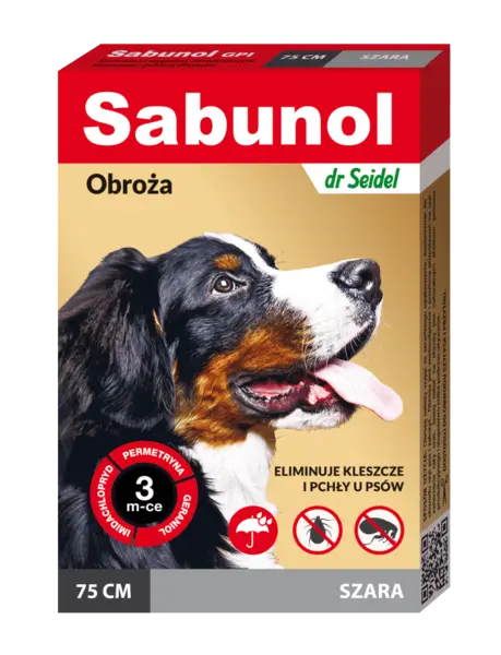 Zgarda antiparazitara caini, SABUNOL DOG GPI, 25-50 kg, gri, 75 cm