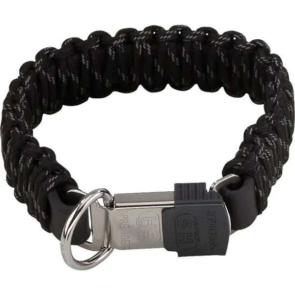 Zgarda Herm.Sprenger Paracord neagra cu eliberare rapida - 60 cm