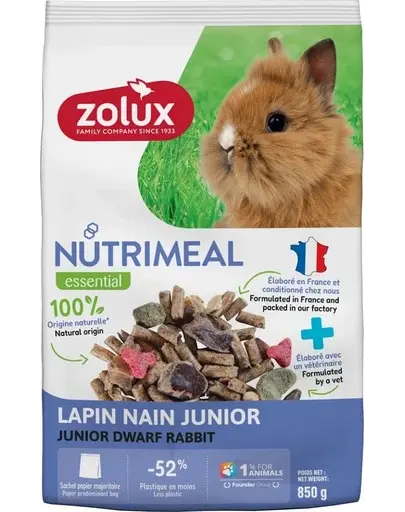 ZOLUX NUTRIMEAL 4 Hrana complexa pentru iepuri miniaturali junior 850 g