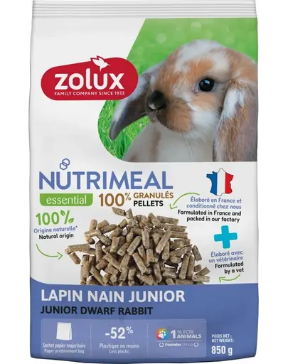 ZOLUX NUTRIMEAL 4 Hrana iepuri miniaturali juniori, sub forma de peleti 850 g