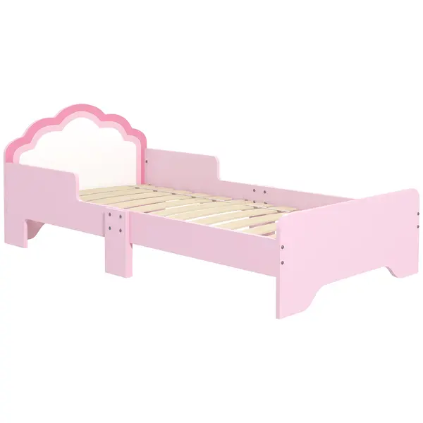 ZONEKIZ Pat pentru copii 3-6 ani 143 x 74 x 55 cm design nor somier cu lamele inclus cameră modernă roz | Aosom Romania