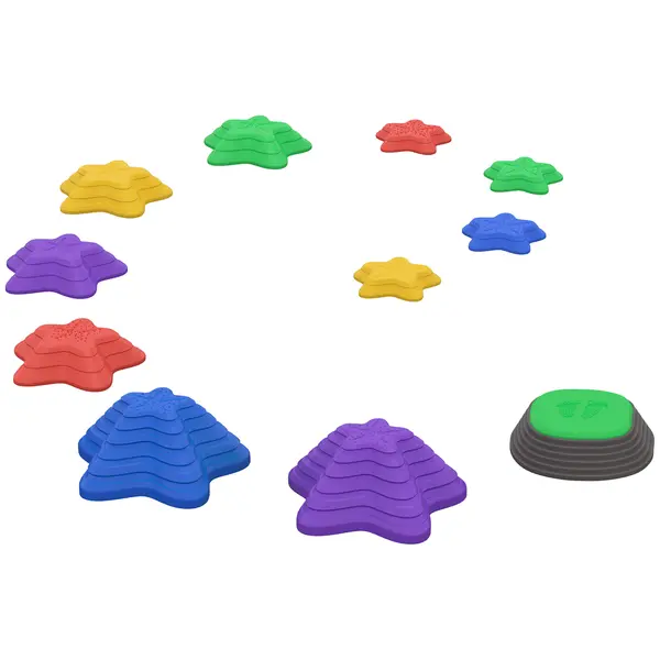 ZONEKIZ Set de pietre de călcat pentru copii de la 3 ani, 11 pietre, antiderapante, până la 80 kg, design stea de mare | Aosom Romania