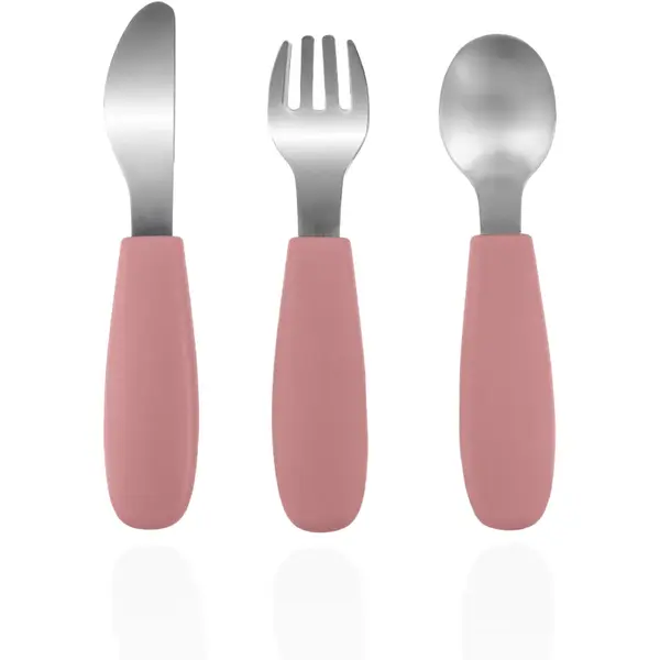 Zopa Silicone Children's Cutlery tacâmuri pentru copii 6 m+ Old Pink 3 buc