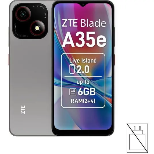 ZTE Telefon Mobil ZTE Blade A35e, Procesor Unisoc SC9863A Octa-Core, IPS TFT Capacitive touchscreen 6.52, 2GB RAM, 64GB Flash, Camera 8 MP, 4G, Wi-Fi, Dual Sim, Android, Gri