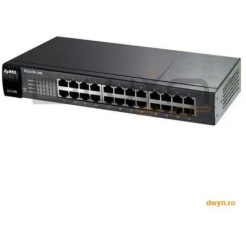 ZyXEL 24-port 10/100Mbps Ethernet switch, Green (802.3az), Fanless, desktop